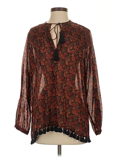 Pre-owned Roller Rabbit Long Sleeve Blouse In Brown