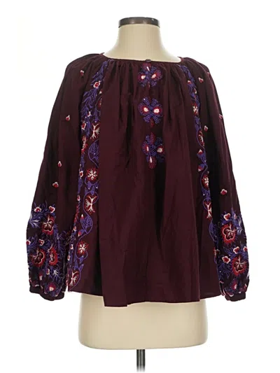 Pre-owned Roller Rabbit Long Sleeve Blouse In Burgundy