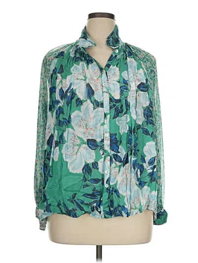 Pre-owned Roller Rabbit Long Sleeve Blouse In Green
