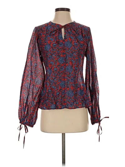 Pre-owned Roller Rabbit Long Sleeve Blouse In Red