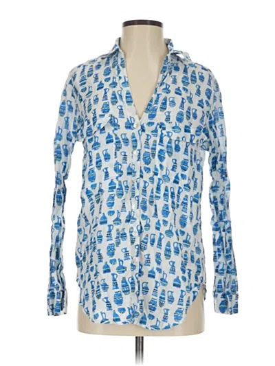 Pre-owned Roller Rabbit Long Sleeve Button Down Shirt In Blue