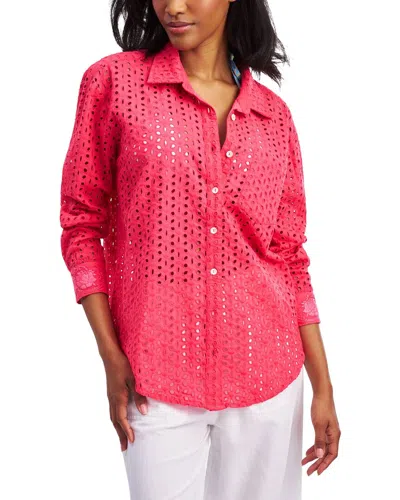 Roller Rabbit Malina Eyelet Boyfriend Shirt In Pink