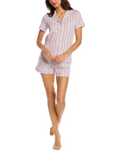 Roller Rabbit Party Stripe Polo Pajama Set In Pink