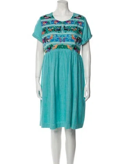 Pre-owned Roller Rabbit Scoop Neck Knee-length Dress In Blue