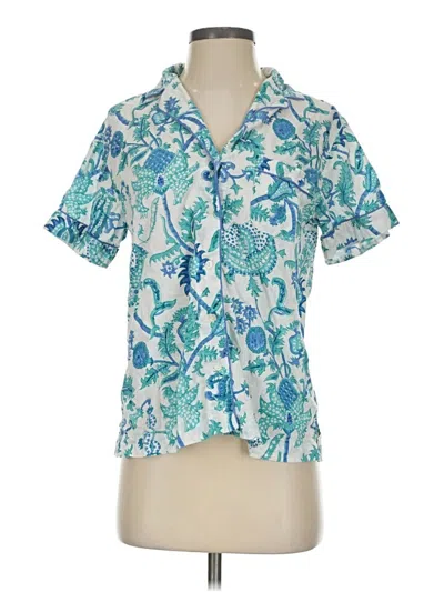 Pre-owned Roller Rabbit Short Sleeve Blouse In Blue