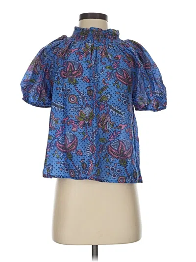Pre-owned Roller Rabbit Short Sleeve Blouse In Blue
