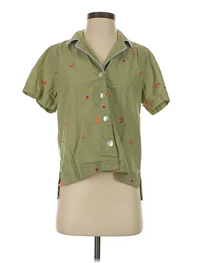 Pre-owned Roller Rabbit Short Sleeve Blouse In Green