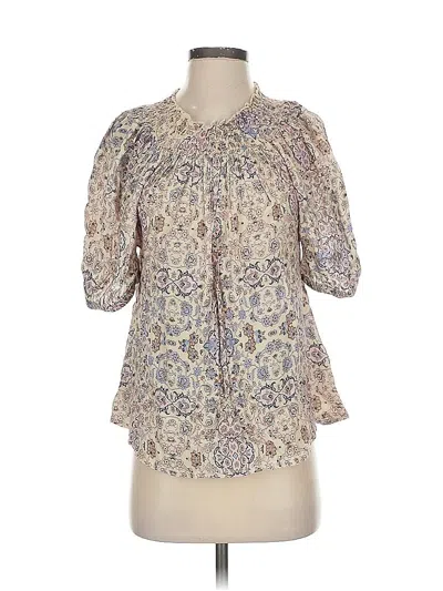 Pre-owned Roller Rabbit Short Sleeve Blouse In White