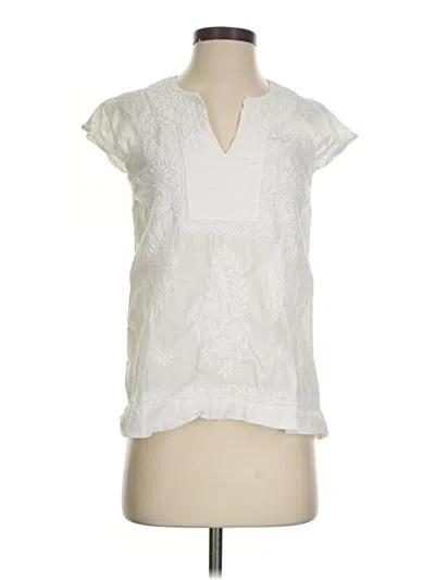 Pre-owned Roller Rabbit Short Sleeve Blouse In White