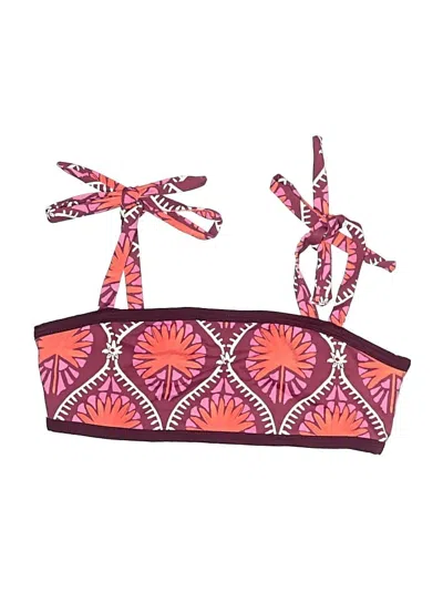 Pre-owned Roller Rabbit Swimsuit Top Burgundy Print Pattern Swimwear