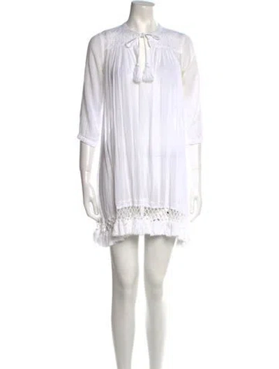 Pre-owned Roller Rabbit Tie Neck Mini Dress In White