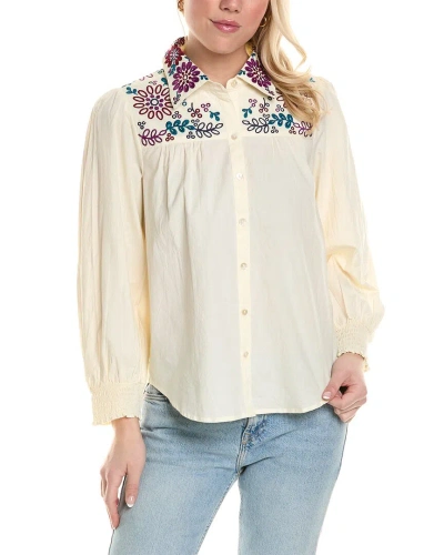 Roller Rabbit Veda Embroidered Noemie Shirt In White