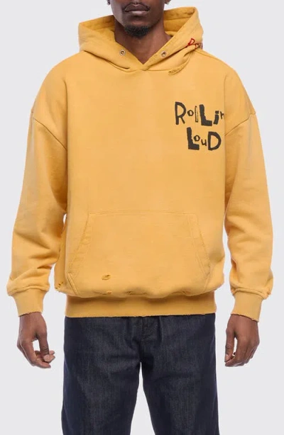 Rolling Loud Class Of Chaos Oversize Cotton Blend Graphic Hoodie In Yellow