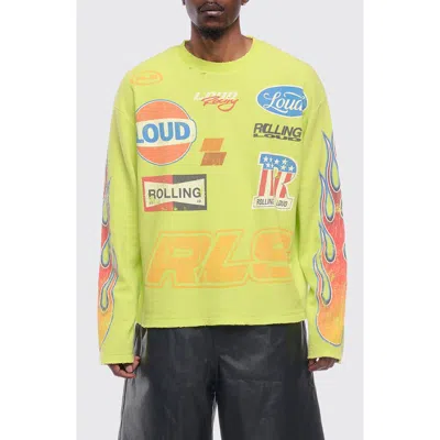 Rolling Loud Loud Racing Distressed Graphic Long Sleeve Thermal T-shirt In Green