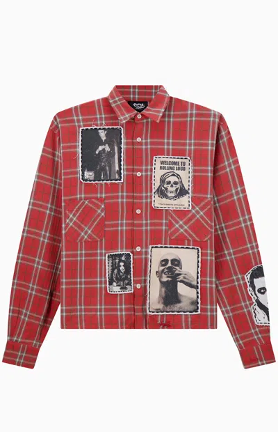 Rolling Loud Men's Anarchy Flannel Long Sleeve Shirt In Red In Multi