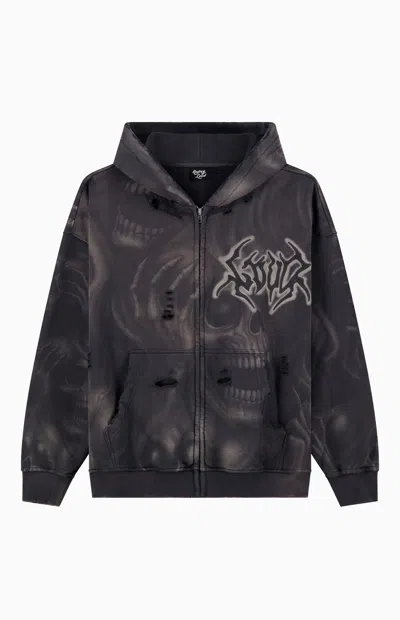 Rolling Loud Men's Ghost Skull Zip Up Hoodie In Black In Gray