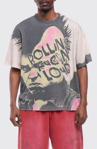 Rolling Loud Punk Riot Relaxed Graphic T-shirt In Gray