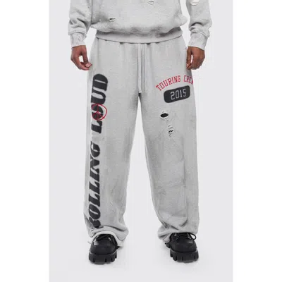 Rolling Loud Rl Touring Crew Distressed Sweatpants In Gray