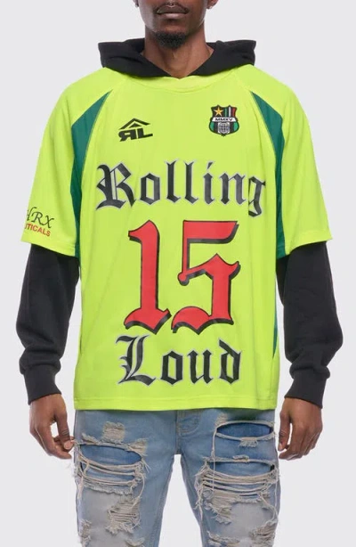 Rolling Loud Victory Jersey Layered Hoodie In Yellow