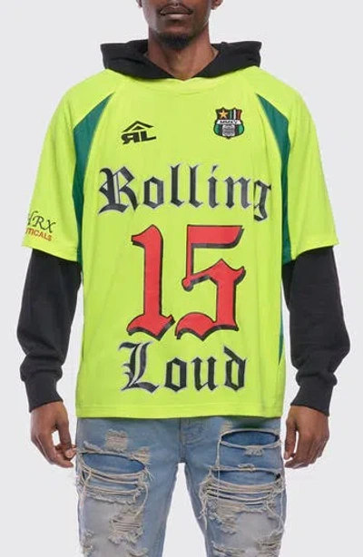 Rolling Loud Victory Jersey Layered Hoodie In Yellow