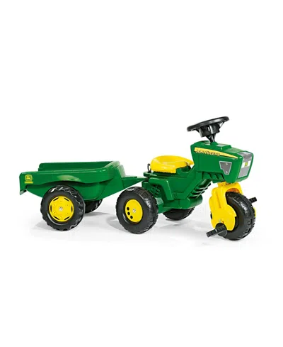 Rolly Toys John Deere 3 Wheel Trike Pedal Tractor With Removable Hauling Trailer In Green