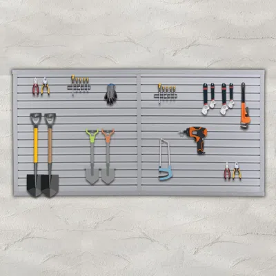 Rolo Home Heavy Duty Pvc Slatwall Garage Organizer, 8ft X 4ft Section With 10 Panels, Industrial Strength Stor In Multi