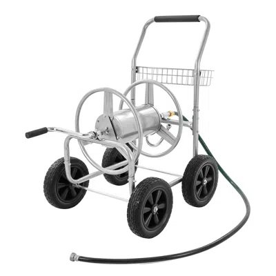 Rolo Home Hose Reel Cart, Hold Up To 250 Ft Of 5/8'' Hose, Garden Water Hose Carts Mobile Tools With 4 Wheels, In White