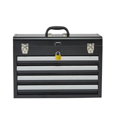 Rolo Home Metal Tool Box, 20.5-inch, Portable Metal Tool Box With 4 Drawers, Small Tool Chest With Eva Liners, In Blue