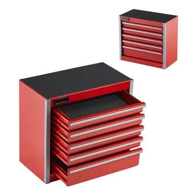 Rolo Home Metal Tool Box, 8.6-inch, Portable Metal Tool Box With 5 Drawers, Small Tool Chest With Eva Liners A In Red