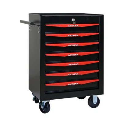 Rolo Home Rolling Metal Tool Chest With 7 Drawers, 20" 7-drawer Tool Chest Cabinet With Ball Bearing Drawer Sl In Black
