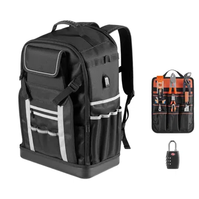Rolo Home Tool Backpack, 56 Pockets, Heavy-duty Tools Storage Organizer Bags With Molded Base, Electrician Job In Gray
