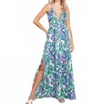 Rolypoly Deep V Neck Boho Maxi Dress In Multicolor In Multi