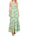 Rolypoly Floral Halter Cami Sun Maxi Dress In Multicolor In Green