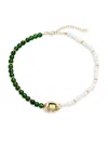 ROMA AND RAE WOMEN'S HALF GLASS & HALF FAUX PEARL BEADED NECKLACE