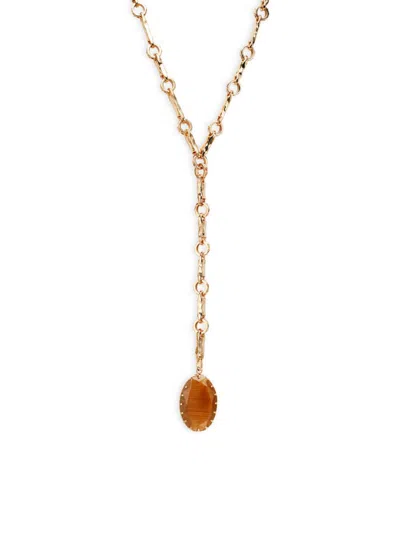 Roma And Rae Women's Rustic Metals Goldtone & Glass Lariat Necklace