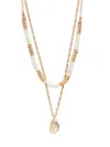 ROMA AND RAE WOMEN'S SEASCAPE GOLDTONE, RESIN & 5MM ORGANIC FRESHWATER PEARL LAYERED NECKLACE