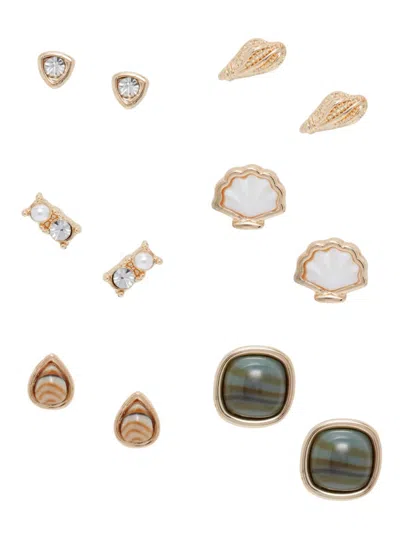 Roma And Rae Women's Seascape Set Of 6 Goldtone Mixed Stud Earring Set In Neutral