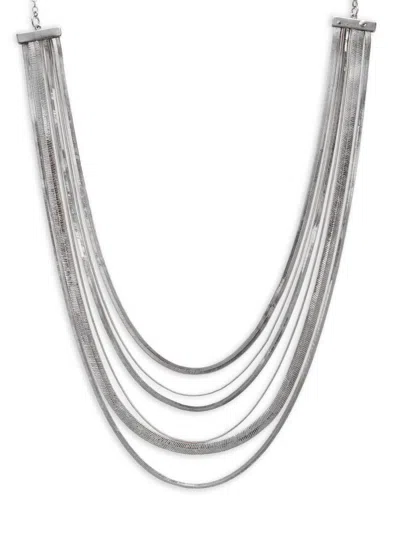 Roma And Rae Women's Silvertone Multi Row Chain Necklace In Brass