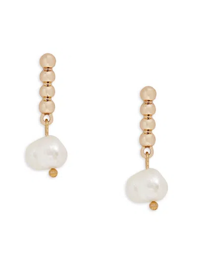 Roma And Rae Women's Summer Luxe Goldtone & 8mm Irregular Round Pearl Drop Earrings