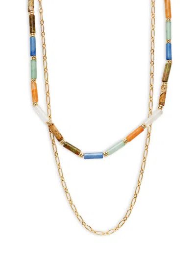 Roma And Rae Women's Summer Luxe Multi Stone Layered Necklace In Gold