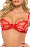 Roma Confidential Baroque Heart Underwire Bra & Garter Belt & Thong Set In Red