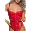 Roma Confidential Essentials Satin Trim Lace Bustier In Red