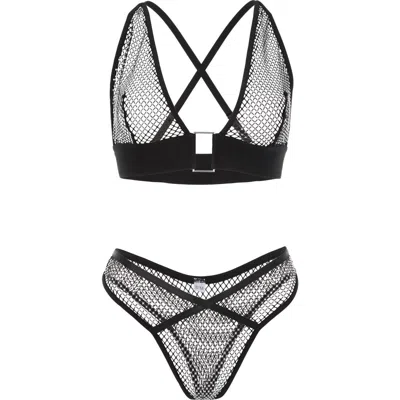 Roma Confidential Luxe Mirage Bralette & Thong Set In Black