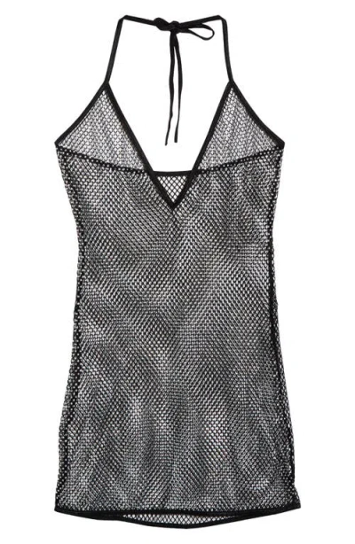 Roma Confidential Mirage Crystal Mesh Chemise & G-string Set In Black