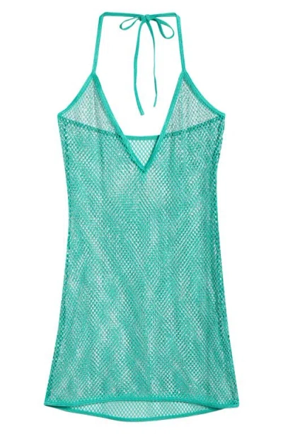 Roma Confidential Mirage Crystal Mesh Chemise & G-string Set In Green