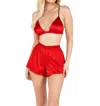 Roma Confidential Satin Lounge Set In Red In Red