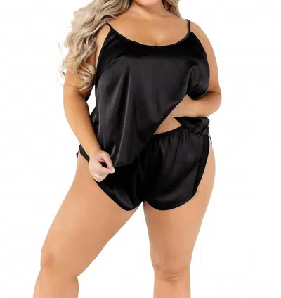 Roma Confidential Soft Satin Tulip Short Set - Plus In Black