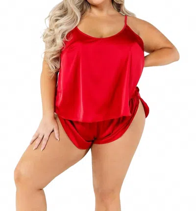 Roma Confidential Soft Satin Tulip Short Set - Plus In Red
