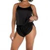 Roma Confidential Soft Satin Tulip Short Set In Black In Black