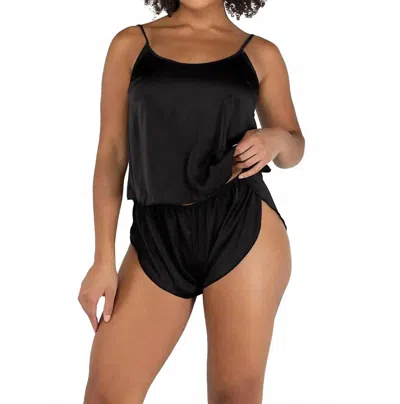 Roma Confidential Soft Satin Tulip Short Set In Black